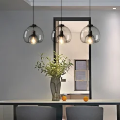 LED Pendant Light Modern Glass Kitchen Island Light 23 cm Vintage Metal Layered Geometrical Gray Painted Country Living Room Bedroom Dining Room Kitchen Lights