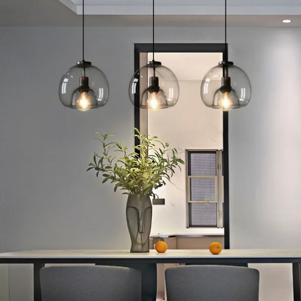 LED Pendant Light Modern Glass Kitchen Island Light 23 cm Vintage Metal Layered Geometrical Gray Painted Country Living Room Bedroom Dining Room Kitchen Lights