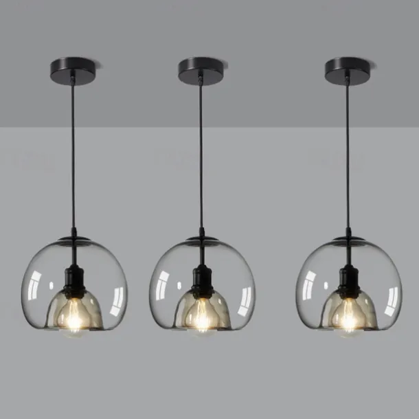 LED Pendant Light Modern Glass Kitchen Island Light 23 cm Vintage Metal Layered Geometrical Gray Painted Country Living Room Bedroom Dining Room Kitchen Lights