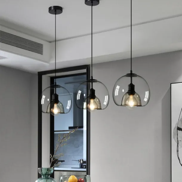 LED Pendant Light Modern Glass Kitchen Island Light 23 cm Vintage Metal Layered Geometrical Gray Painted Country Living Room Bedroom Dining Room Kitchen Lights