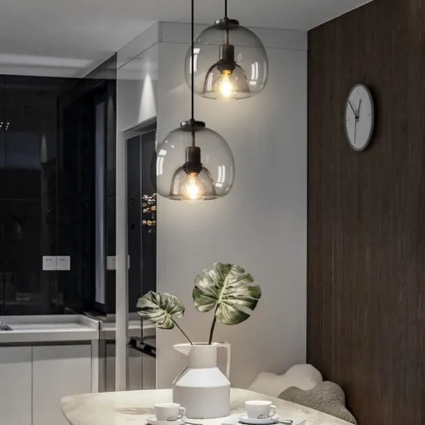 LED Pendant Light Modern Glass Kitchen Island Light 23 cm Vintage Metal Layered Geometrical Gray Painted Country Living Room Bedroom Dining Room Kitchen Lights