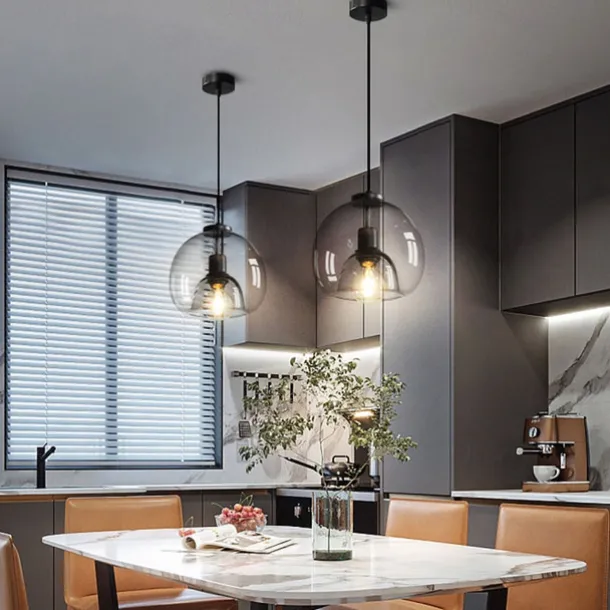 LED Pendant Light Modern Glass Kitchen Island Light 23 cm Vintage Metal Layered Geometrical Gray Painted Country Living Room Bedroom Dining Room Kitchen Lights