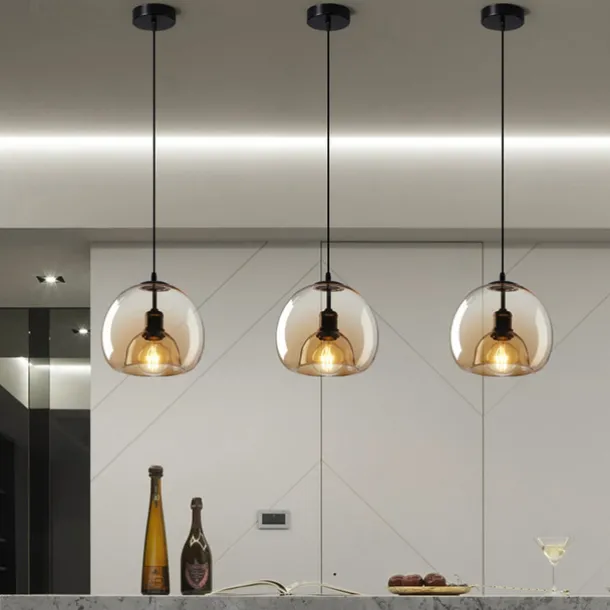 LED Pendant Light Modern Glass Kitchen Island Light 23 cm Vintage Metal Layered Geometrical Gray Painted Country Living Room Bedroom Dining Room Kitchen Lights