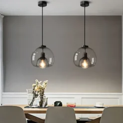 LED Pendant Light Modern Glass Kitchen Island Light 23 cm Vintage Metal Layered Geometrical Gray Painted Country Living Room Bedroom Dining Room Kitchen Lights