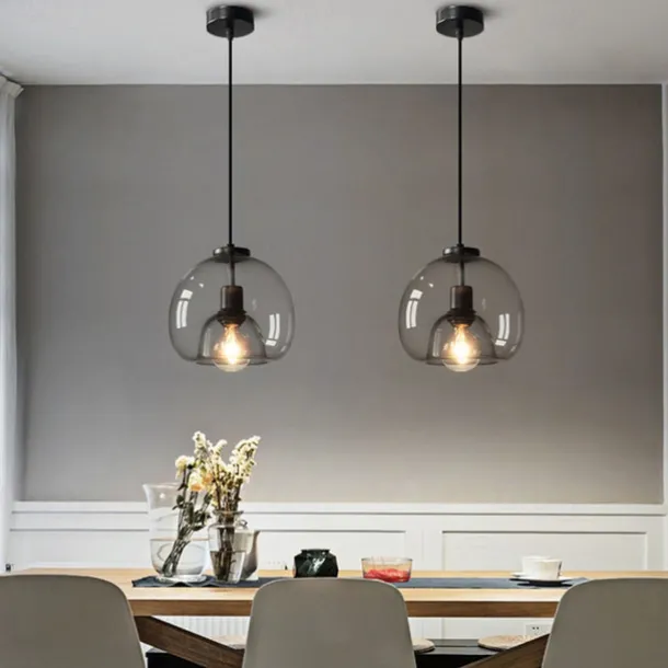 LED Pendant Light Modern Glass Kitchen Island Light 23 cm Vintage Metal Layered Geometrical Gray Painted Country Living Room Bedroom Dining Room Kitchen Lights