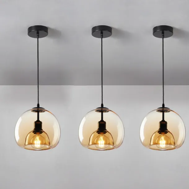 LED Pendant Light Modern Glass Kitchen Island Light 23 cm Vintage Metal Layered Geometrical Gray Painted Country Living Room Bedroom Dining Room Kitchen Lights