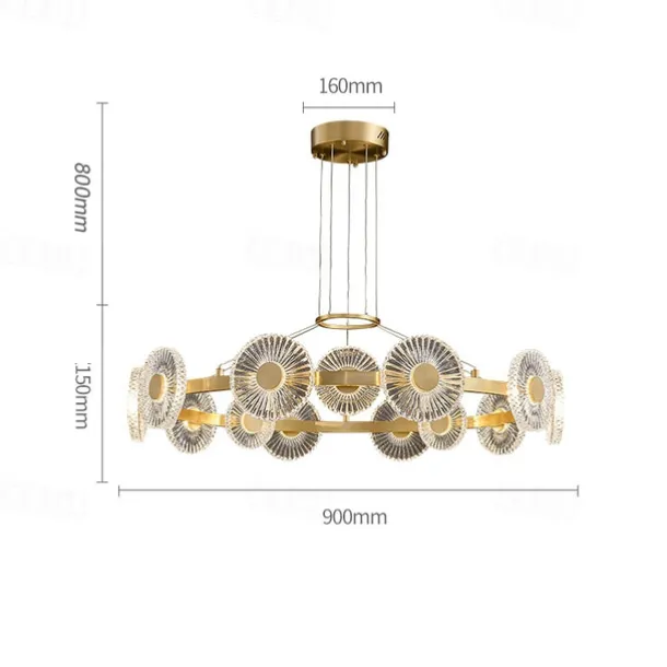 LED Pendant Light Modern Luxury Gold Circle Design Sputnik Design Chandelier Copper Modern Style Sputnik Brass 9 12 15 Heads 220-240V 110-120V