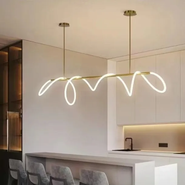LED Pendant Light Note style Nordic Design Modern Simple American Light Luxury Bar Lighting Creative Net Red Long Living Room Restaurant Lamps