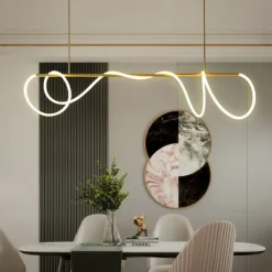 LED Pendant Light Note style Nordic Design Modern Simple American Light Luxury Bar Lighting Creative Net Red Long Living Room Restaurant Lamps