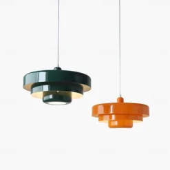 LED Pendant Light Orange Shade Pendant Light Fixture Kitchen Island Hanging Chandelier Light Fixtures Dark Green Bedroom Bedside Adjustable Ceiling Light Hanging Lamp