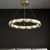 LED Pendant Light 1-Ring Chandelier Adjustable Stainless Steel Finish Luxurious Modern Style Dining Room Bedroom Pendant Lamps 110-240V