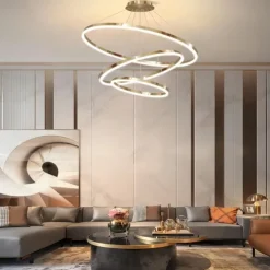 LED Pendant Light Ring Circle Design 3 Rings 40/60/80cm Adjustable Acrylic Modern Chandeliers 3000K Modern Contemporary Style Kitchen Dining Home Bar Light 110-240V Warm White