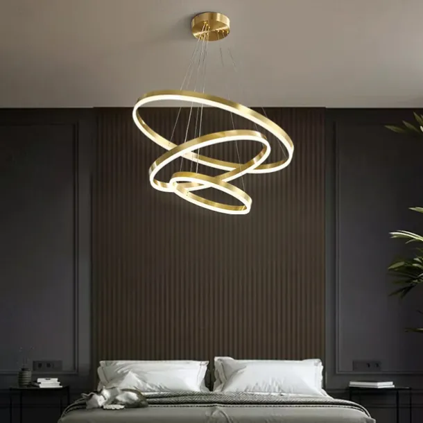 LED Pendant Light Ring Circle Design 3 Rings 40/60/80cm Adjustable Acrylic Modern Chandeliers 3000K Modern Contemporary Style Kitchen Dining Home Bar Light 110-240V Warm White