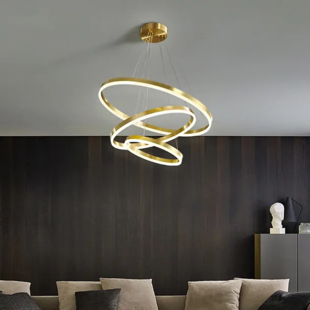 LED Pendant Light Ring Circle Design 3 Rings 40/60/80cm Adjustable Acrylic Modern Chandeliers 3000K Modern Contemporary Style Kitchen Dining Home Bar Light 110-240V Warm White