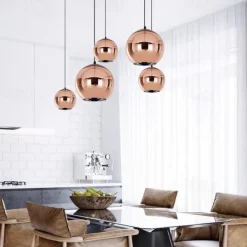LED Pendant Light Rose Gold Globe Design Kitchen Island Light 15cm 20cm 25cm Single Desgin Metal Electroplated Modern Dining Room Living Room 110-120V 220-240V