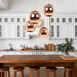LED Pendant Light Rose Gold Globe Design Kitchen Island Light 15cm 20cm 25cm Single Desgin Metal Electroplated Modern Dining Room Living Room 110-120V 220-240V