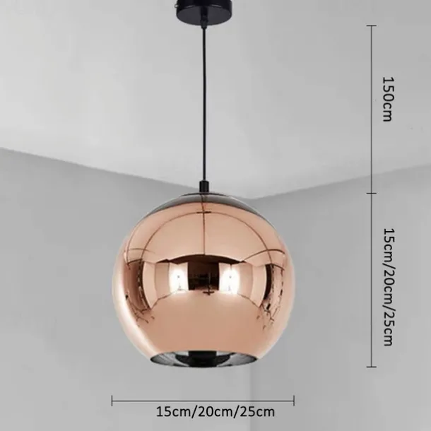 LED Pendant Light Rose Gold Globe Design Kitchen Island Light 15cm 20cm 25cm Single Desgin Metal Electroplated Modern Dining Room Living Room 110-120V 220-240V