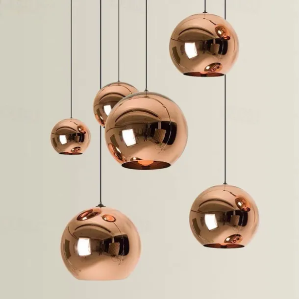 LED Pendant Light Rose Gold Globe Design Kitchen Island Light 15cm 20cm 25cm Single Desgin Metal Electroplated Modern Dining Room Living Room 110-120V 220-240V
