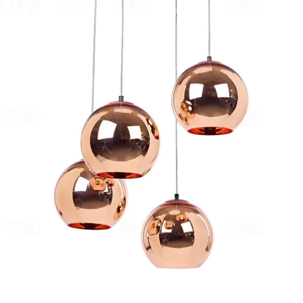 LED Pendant Light Rose Gold Globe Design Kitchen Island Light 15cm 20cm 25cm Single Desgin Metal Electroplated Modern Dining Room Living Room 110-120V 220-240V