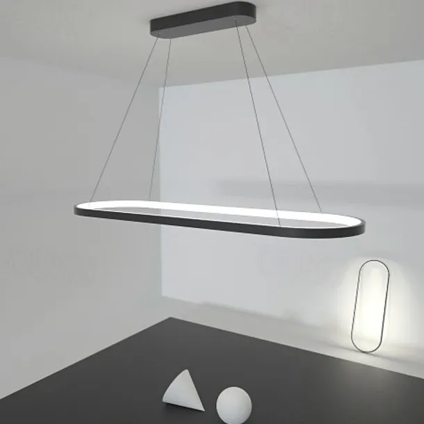 LED Pendant Light 40W Rectangle Aluminum Black Painted Finishes Modern Lamp for Dinning Room Resturant Coffee Bar