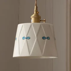 LED Pendant Light Warm White 10/50cm 1/3-Light Industrial Style Ceramic Hanging Lamp Lampshade E27 Screw Ceiling Lighting Fixtures Bedroom Dining Room Corridor Decoration 85-265V
