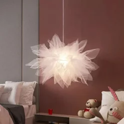 LED Pendant Light White Mesh Chandelier Modern Pendant Light Wedding Room Living Room Girls Room Bedroom Chandelier Personality Creative Romantic Lighting