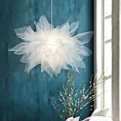 LED Pendant Light White Mesh Chandelier Modern Pendant Light Wedding Room Living Room Girls Room Bedroom Chandelier Personality Creative Romantic Lighting