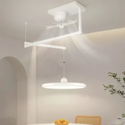 LED Pendant Light with Ceilling Light Industrial Pendant Light Fixture Swing Arm Hanging Light, Adjustable Dome Ceiling Pendant Light for Dining Room Living Room 110-240V