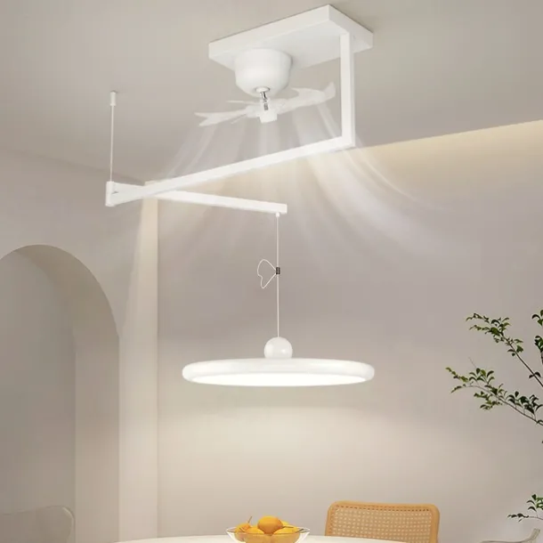 LED Pendant Light with Ceilling Light Industrial Pendant Light Fixture Swing Arm Hanging Light, Adjustable Dome Ceiling Pendant Light for Dining Room Living Room 110-240V