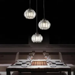 LED Pendant Light with Transparent Glass Shade Matte Black 3-Lights Pendant Lighting Adjustable Industrial Retro Style Hanging Light Fixture for Kitchen Island Dining Room Foyer Farmhouse