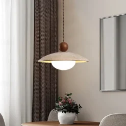 LED Pendant Light Wood Design Warm White Modern Farmhouse Cord Adjustable Pendant Lamps Kitchen Island Lighting for Dining Room Bedroom Hallway Over Sink 110-240V