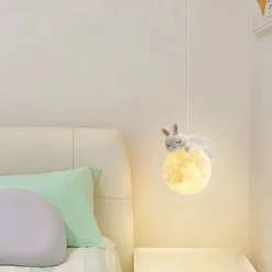LED Pendant Lights Creative Little Bear 3 Light Color 15 cm Bedroom Bedside Modern Children's Room Chandelier Home Decoration Hanging Lamp Fixture Island Design Resin Painted Finishes 85-265V