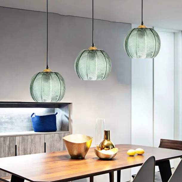 LED Pendant Lights Green Glass Pendant Lighting for Kitchen Island Kitchen Lights Ceiling 1 Pack 110-240V
