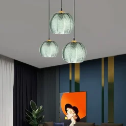 LED Pendant Lights Green Glass Pendant Lighting for Kitchen Island Kitchen Lights Ceiling 1 Pack 110-240V