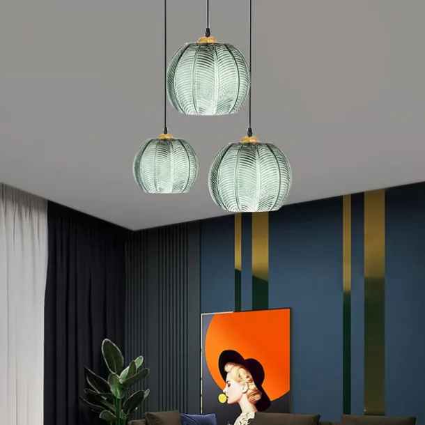 LED Pendant Lights Green Glass Pendant Lighting for Kitchen Island Kitchen Lights Ceiling 1 Pack 110-240V