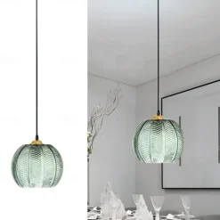 LED Pendant Lights Green Glass Pendant Lighting for Kitchen Island Kitchen Lights Ceiling 1 Pack 110-240V