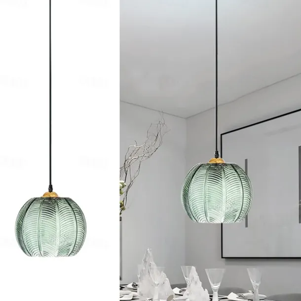 LED Pendant Lights Green Glass Pendant Lighting for Kitchen Island Kitchen Lights Ceiling 1 Pack 110-240V