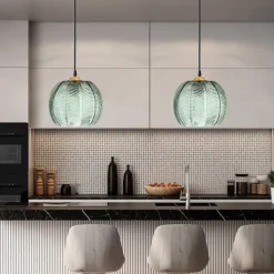 LED Pendant Lights Green Glass Pendant Lighting for Kitchen Island Kitchen Lights Ceiling 1 Pack 110-240V