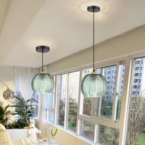 LED Pendant Lights Green Glass Pendant Lighting for Kitchen Island Kitchen Lights Ceiling 1 Pack 110-240V