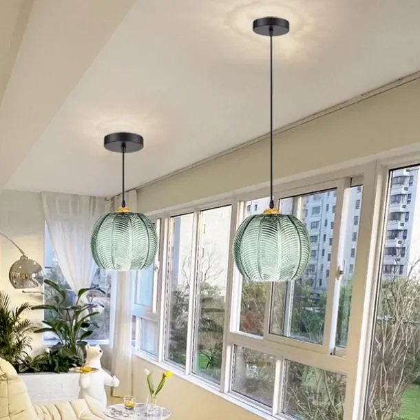 LED Pendant Lights Green Glass Pendant Lighting for Kitchen Island Kitchen Lights Ceiling 1 Pack 110-240V
