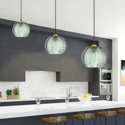 LED Pendant Lights Green Glass Pendant Lighting for Kitchen Island Kitchen Lights Ceiling 1 Pack 110-240V