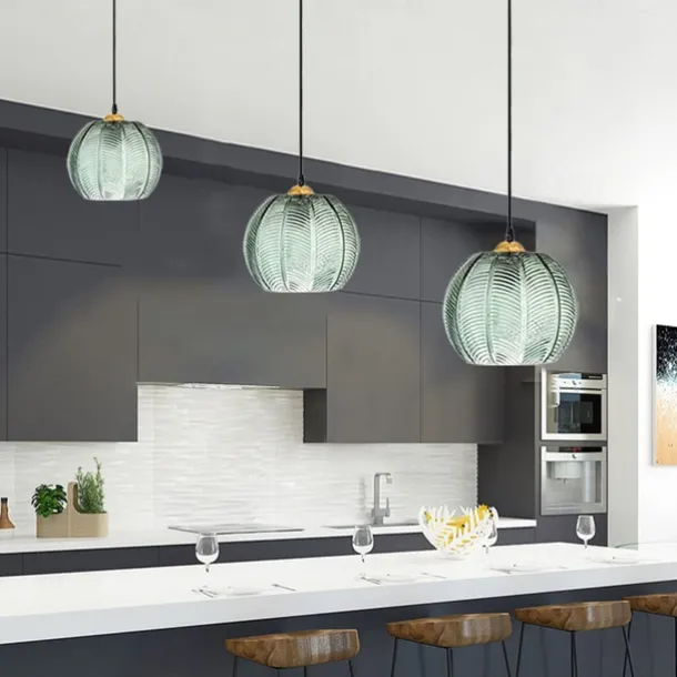 LED Pendant Lights Green Glass Pendant Lighting for Kitchen Island Kitchen Lights Ceiling 1 Pack 110-240V