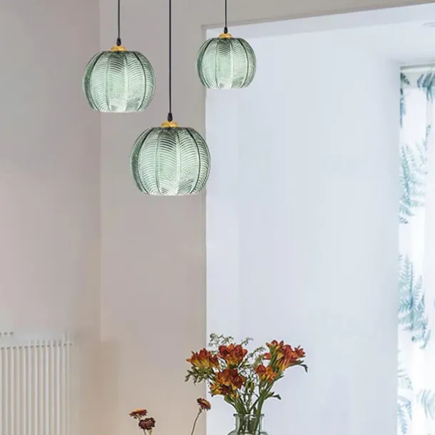 LED Pendant Lights Green Glass Pendant Lighting for Kitchen Island Kitchen Lights Ceiling 1 Pack 110-240V