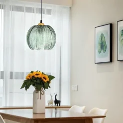 LED Pendant Lights Green Glass Pendant Lighting for Kitchen Island Kitchen Lights Ceiling 1 Pack 110-240V