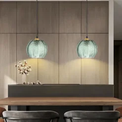 LED Pendant Lights Green Glass Pendant Lighting for Kitchen Island Kitchen Lights Ceiling 1 Pack 110-240V