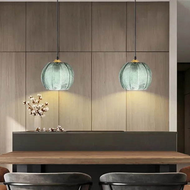 LED Pendant Lights Green Glass Pendant Lighting for Kitchen Island Kitchen Lights Ceiling 1 Pack 110-240V