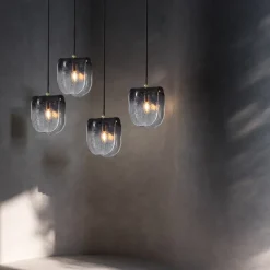 LED Pendant Lights Kitchen Glass Lighting Modern Farmhouse Foyer Entryway Light Fixtures Ceiling Hanging Globe Over Table Smoke Gray Neutral White