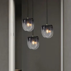 LED Pendant Lights Kitchen Glass Lighting Modern Farmhouse Foyer Entryway Light Fixtures Ceiling Hanging Globe Over Table Smoke Gray Neutral White