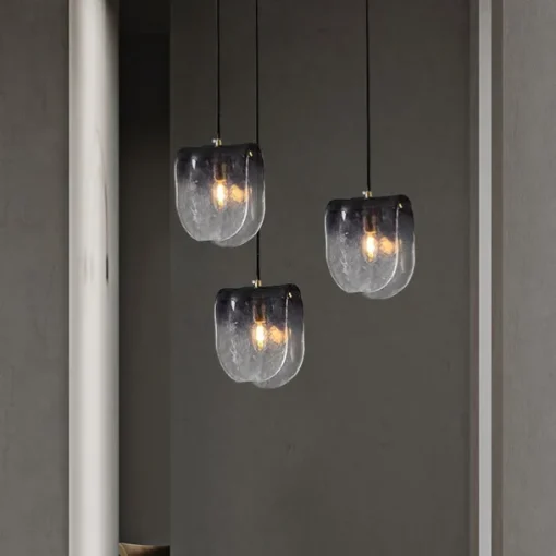 LED Pendant Lights Kitchen Glass Lighting Modern Farmhouse Foyer Entryway Light Fixtures Ceiling Hanging Globe Over Table Smoke Gray Neutral White