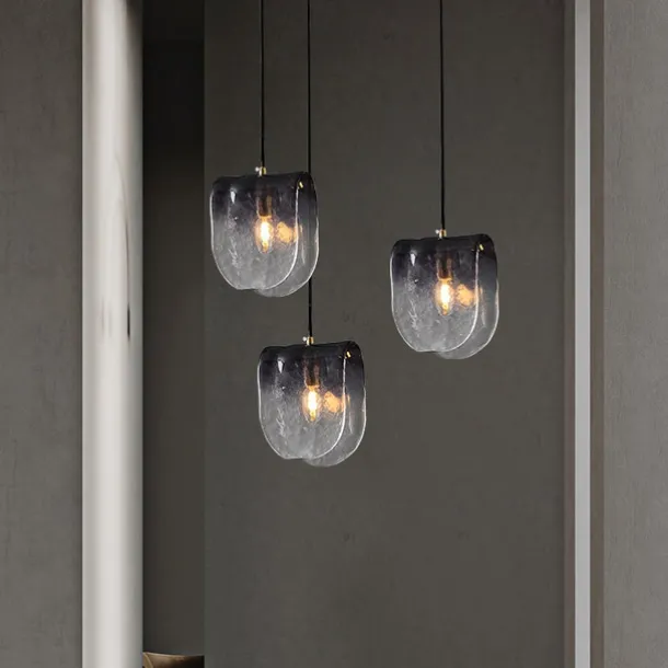 LED Pendant Lights Kitchen Glass Lighting Modern Farmhouse Foyer Entryway Light Fixtures Ceiling Hanging Globe Over Table Smoke Gray Neutral White